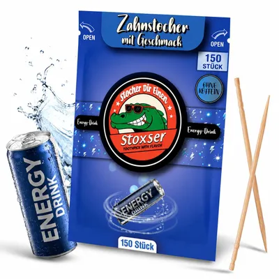 150 Zahnstocher mit Energy-Drink-Geschmack, zuckerfrei, vegan