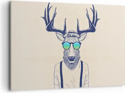 Produktbild von Bild auf Leinwand - Leinwandbild - Hirsch Abstraktion - 120x80cm - Wand Bild - Wanddeko - Leinwanddruck - Bilder - Kunstdruck - Wanddekoration - Leinwand bilder - Wandkunst - AA120x80-3808