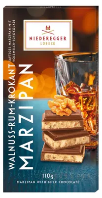 Image de Niederegger tablette de massepain aux noix avec croquant au rhum paquet de 110g