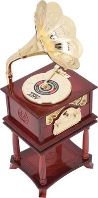 Obrázok produktu pre Gramofónová hudobná skrinka Vynikajúce mechanické retro hudobné skrinky pre domáce stolové dekorácie Hnedý gramofón so základňou