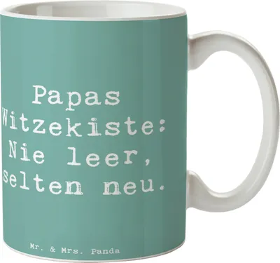 Produktbild von Mr. & Mrs. Panda Teetasse Spruch Vater Witzekiste - Meeresbrise - Geschenk, Tasse mit Motiv, Dankeschön, Vatertag, Vaterliebe, Vaterwitze, Freude, Kaffeebecher, Verwandte