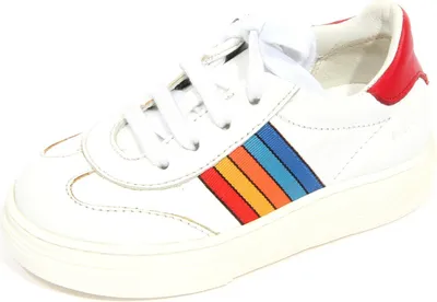 Zdjęcie produktu dla G4164 sneaker bimbo HOGAN JUNIOR biały/czerwony skórzane buty dla dzieci