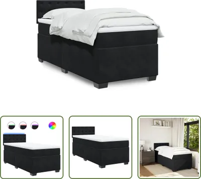 Produktbild von The Living Store Boxspringbett mit Matratze Schwarz 80x200 cm Samt