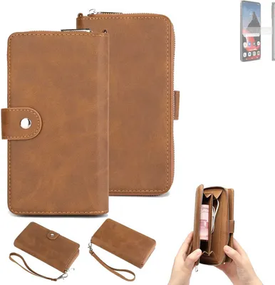 Produktbild von K-S-Trade Handyhülle Schutzhülle kompatibel mit Motorola ThinkPhone & Portemonnee Tasche Handytasche Case Etui Geldbörse Wallet braun (1x)