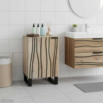 Produktbild von vidaXL Waschbeckenschrank mit Tür Weiß 38 x 33,5 x 58 cm Holzwerkstoff