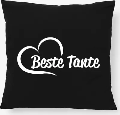 Produktbild von Huuraa Kissen Beste Tante Herz 40x40cm mit Füllung Black Baumwolle Dekokissen Geschenkidee