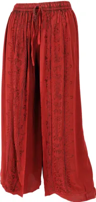 Produktbild von Palazzohose, Langer Boho Hosenrock, Orienthose, Bestickte Sommerhose - Rot, Damen, Viskose, Hosen