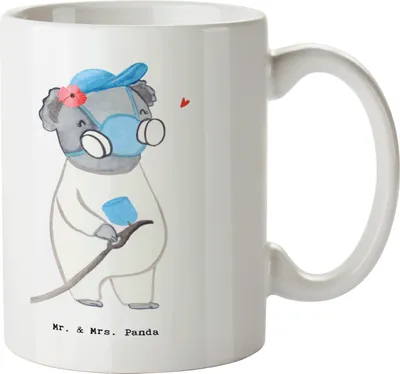 Produktbild von Mr. & Mrs. Panda haferl Lackiererin Herz - Weiß - Geschenk, Kaffeebecher, Ausbildung, Teetasse, Kaffeetasse, Auto Lackieren, Gesellenprüfung, Becher, Tasse, Pott