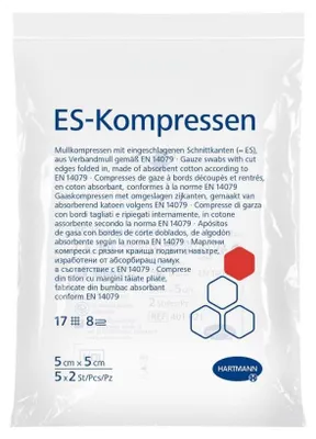 Produktbild von HARTMANN ES-Kompressen steril 5 cm x 5 cm Mullkompressen, 10 St. Kompressen