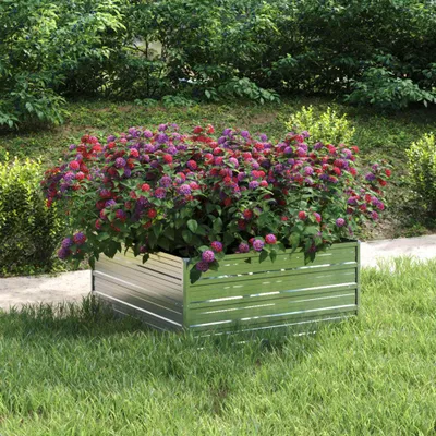 Produktbild von "2026 Promotion" Garten-Hochbeet - Pflanzkasten - 100x100x45 cm - Verzinkter Stahl Silber - Beete CC9585