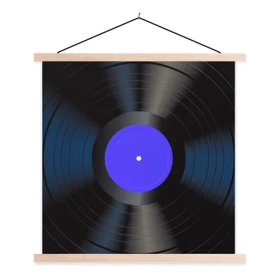 Produktbild von MuchoWow® Textilposter Blau - LP's Vinyl - Retro 40x40 cm mit holzfarbenen Rahmen - Posterleiste