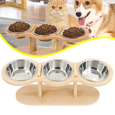 Produktbild von Futternapf Katze Erhöht, Futterstation Katzen 3er Set Näpfe Erhöht, für Wasser Futter, erhöhter Futternapf Katze