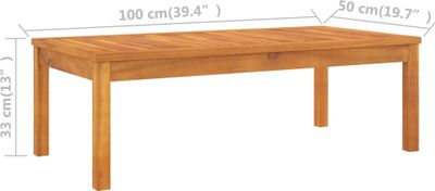 vidaXL Couchtisch 100x50x33 cm Massivholz Akazie