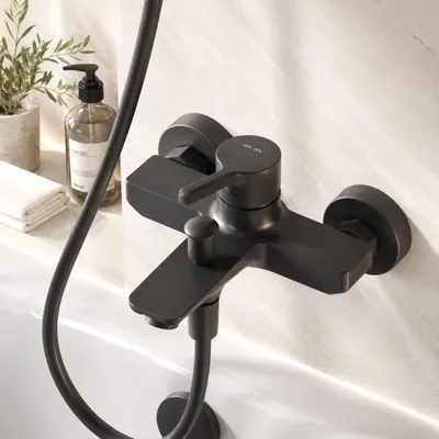 Produktbild von AM.PM Badewannenarmatur Wannenarmatur Schwarz Einhebelmischer Wandmontage Bad Messing Badewannen Armaturen