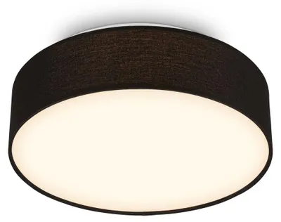 Produktbild von Briloner LED Deckenlampe Stoffschirm Ø30x10,5 cm Rund 16W 1800lm 3000K Warmweiß Schwarz - Deckenleuchte Wohnzimmer Schlafzimmer Küche Flur