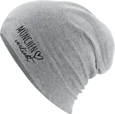 Produktbild von Huuraa Beanie München verliebt Heather Grey One Size Baumwolle und Elasthan Mütze Geschenkidee