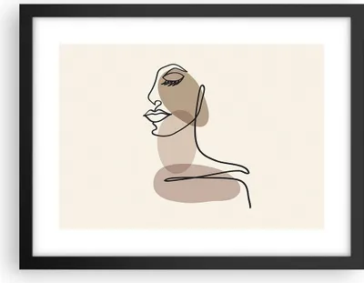 Produktbild von Gerahmtes Poster - Schwarzer Rahmen - Zeichnung einzeilig Frau - 40x30 cm - Wand Bild - Wanddeko - Wandbilder - Kunstposter - Wandposter - Bilderrahmen - Bilder - Kunstdruck - P2BAA40x30-4612