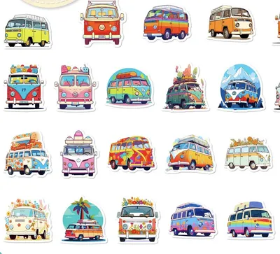 Produktbild von CamperStickers – Mini-Van-Aufkleber – zufällige Minivan-Aufkleber – trendige Camper-Aufkleber – Aufkleber – 50 Stück – Mix – Geschenk – Laptop-Aufkleber – Mini-Van-Enthusiasten – Wohnmobil-Autoaufkleber – Wohnmobil – CHPN