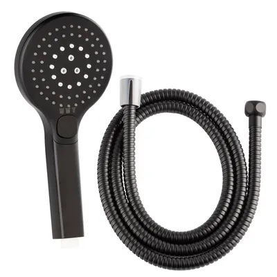 Produktbild von Duschkopf mit 3 Funktionen inkl. 150 cm Duschschlauch Schwarz