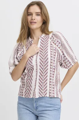 Produktbild von Pulz Jeans PZLEZIA Damen Bluse Tunika Kurzarm Baumwollmischung regular fit