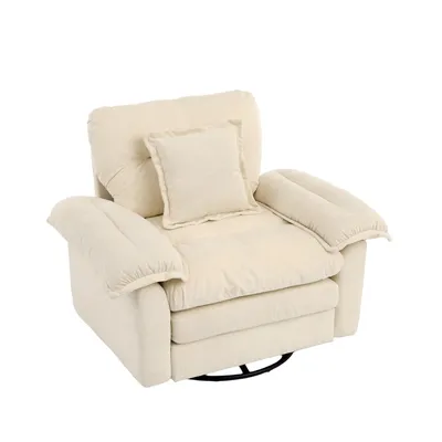 Produktbild von LVHOM Drehsessel 360° Drehbar Chenille Relaxsessel mit Kissen Polstersessel Einzelsessel für Wohnzimmer & Schlafzimmer, Beige