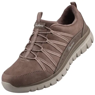Das Bild zeigt einen grauen Freizeitschuh mit feinen Streifen an der Seite. Der Schuh ist von der linken Seite zu sehen.