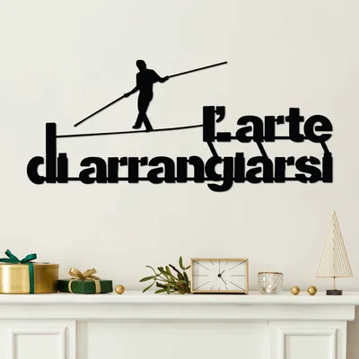 Immagine prodotto di Wallity, Arrangiarsi 3, Accessorio decorativo da parete in metallo, Nero, 100 % METALLO, 60 x 25 cm