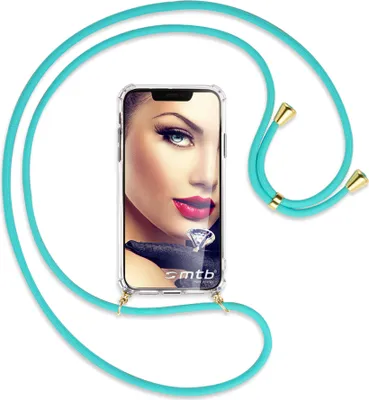 Produktbild von Handykette Backcover-Schutzhülle mit Band (Metall goldfarben) für ZTE nubia Red Magic 8 Pro (6.8'') - türkis