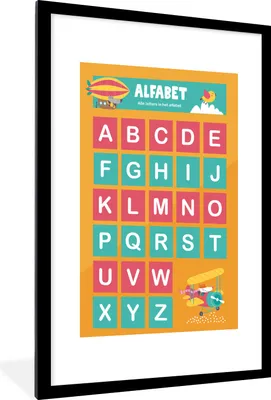 Produktbild von MuchoWow® MuchoWow® Gerahmtes Poster Kinderzimmer - Alphabet - Buchstaben - Mädchen - Jungen - Kinder 60x90 cm - Poster mit zchwarzem Bilderrahmen - Dekoration - Wandposter Wohnzimmer - Hochwertig