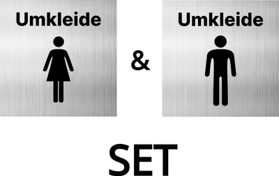 Produktbild von Umkleide Damen Herren Schild Dibond/Alu 3 mm 12x12cm mit Klebepad Umkleideschild Set Damen + Herren Umkleide