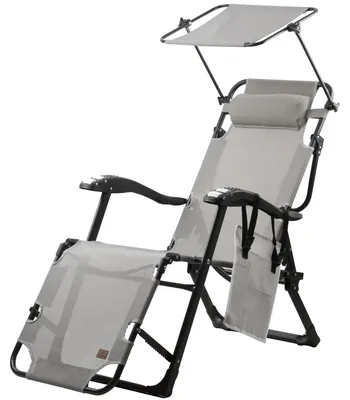 Produktbild von Verstellbarer Liegestuhl mit Sonnendach für den Außenbereich und zum Camping