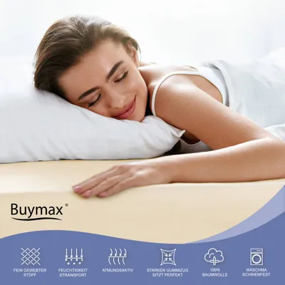 Produktbild von Buymax Topper Spannbettlaken Jersey Spannbetttuch 100% Baumwolle Bettlaken bis 12 cm Matratzenhöhe, 120x200 cm, Anthrazit-Grau