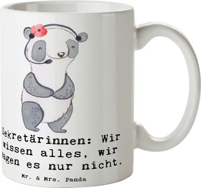 Produktbild von Mr. & Mrs. Panda Kaffeetasse Sekretärin Geheimnisträgerin - Weiß - Geschenk, Kaffeebecher, Becher, Assistenz, Berufe, Büro, schöne tasse, Beruf, Chefetage, Berufsalltag