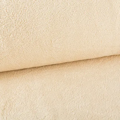Produktbild von Plüschstoff Teddy Meterware Fleece Baumwoll Krimmer beige 1,6m