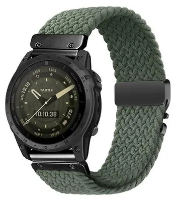 Produktbild von By Qubix Geflochtenes Nylonarmband mit Fallschirmverschluss - Grün - passend für Garmin Fenix 8 / 8 Pro - 51 mm