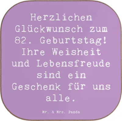 Produktbild von Mr. & Mrs. Panda Untersetzer für Gläser Spruch 82. Geburtstag - Lavendeltraum - Geschenk, Flaschenuntersetzer, Achtzigzweiter, liebevoll, gläseruntersetzer, Fest, Coaster