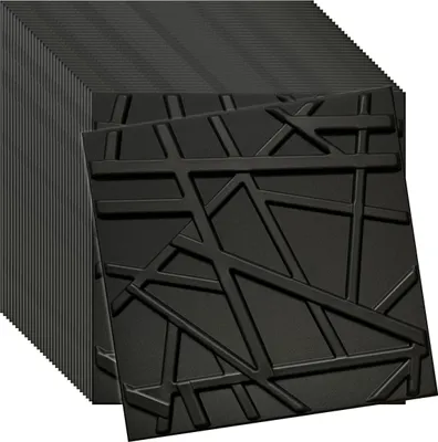 Produktbild von Verdico | 3D Wandpaneele Polystyrol - Schwarz - 50x50 Cm - 32 Stück - Deckenpaneele - 8 m2