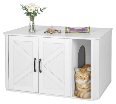 Obrázek produktu pro Kočka skříňka kočičí toaleta - Kočičí nábytek - 50 x 85 x 49 cm - Bílá