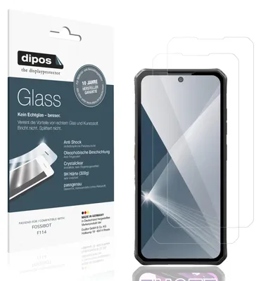 Produktbild von 2x Schutzfolie für FOSSiBOT F114 - Anti-Shock 9H Folie dipos Glass Kunststoffglas
