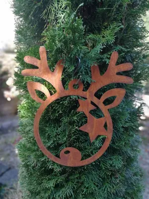 Image de Pendentif de Noël en métal rouillé Élan avec étoiles