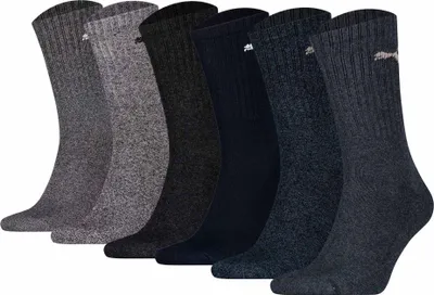 Produktbild von PUMA Uni Sportsocken, 6er Pack - Tennissocken, Crew Sport Socken, einfarbig (2x 3 Paar) Grau/Blau-Mix 43-46