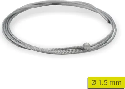 Produktbild von Drahtseil Ø 1,5 mm, 7x7 mit Kugelnippel Ø 4,5 / 5,0 mm, Stahl verzinkt | Länge 2250mm