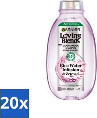 Obrázok produktu pre Garnier - Loving Blends - Šampón - Ryžová vodná infúzia - Lesk a hebkosť - Dlhé vlasy - 300 ml - Hodnotné balenie - 20 kusov