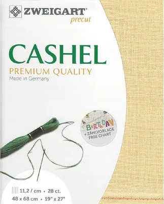 Zdjęcie produktu dla Tkanina Evenweave CASHEL Zweigart Precut 28 ct. 3281, kolor 322 (piaskowy), tkanina do haftu, 100% len, 48 x 68 cm