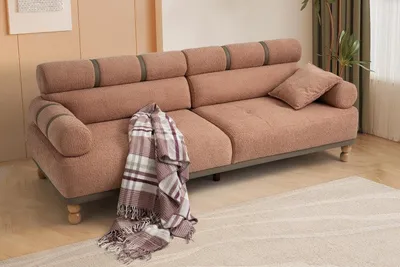 Produktbild von Braunes Wohnzimmer Posltersofa Designer Textilcouch 3-Sitzer Sofa