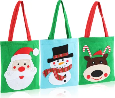 Obrázok produktu pre com-four® 3x darčeková taška na Vianoce - darčeková taška na Vianoce a advent - darčeková taška s uškami - plstená taška s vianočnými motívmi 24 x 20 cm