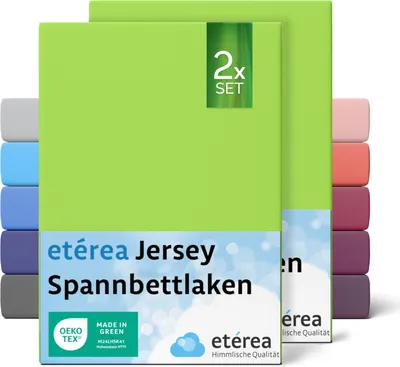 Obrázek produktu pro etérea dětské prostěradlo 60x120 - 70x140 cm - 100% bavlna - Komfortní jersey prostěradlo do 15 cm matrace - zelené