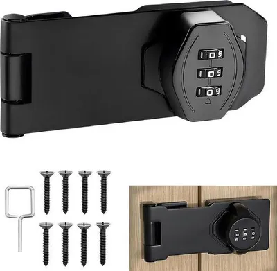 Image de Serrure de sécurité à trois chiffres, serrure à combinaison pour armoires, penderies, portes d'entrée, boîtes aux lettres, serrures de magasin, serrure en métal noir