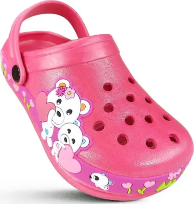 Produktbild von Kinder Clogs Badeslipper Pantoletten Licht Hausschuhe Slipper Teddybär Rot Gr.33