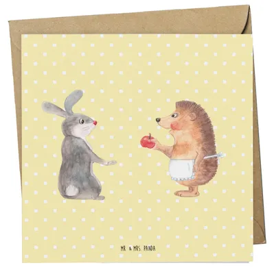 Produktbild von Mr. & Mrs. Panda Grußkarte Hase Igel - Gelb Pastell - Geschenk, Lustige Sprüche, faltkarte, und, Trösten, Liebe Spruch, doppelkarte, Herzschmerz, Glückwunschkarte